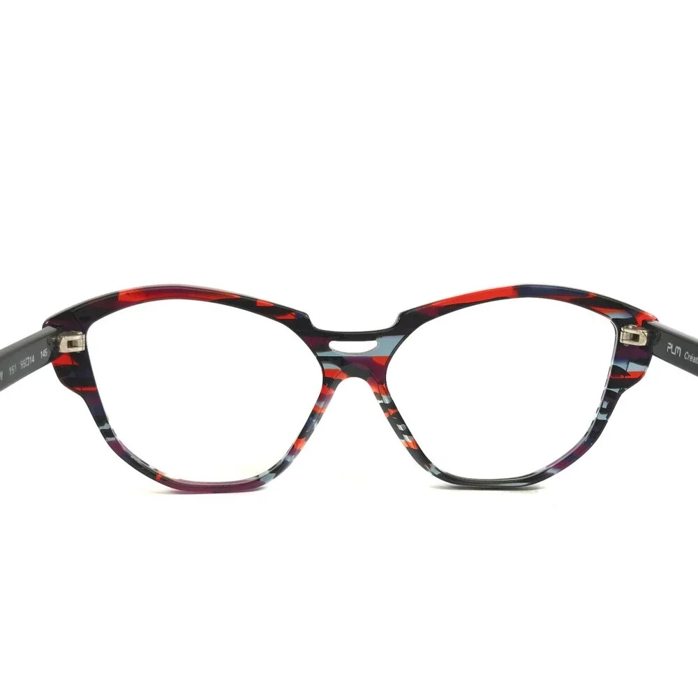 PLM Creation Eyeglasses Frames DIVA VI 151 Black Red Blue Speckled 55-14-145